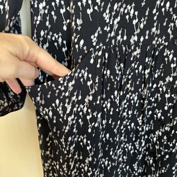 Garnet Hill Women's Boho Style Button Baggy Drop Waist Big Pkt Flowy Dress Sz 4 - Picture 4 of 14